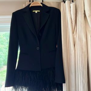 GIANNI BINI black jacket with feather fringe! Never worn.
